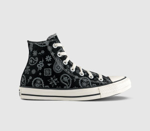Converse Womens All Star Hi Trainers Paisley Black Dark Matter, 4