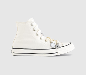 Converse Womens All Star Hi Trainers Egret Black Charms, 4