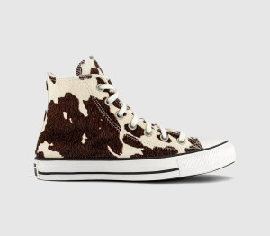 Converse Kids All Star Hi Trainers Cow Print Egret Mudguard Black In Multi, 4