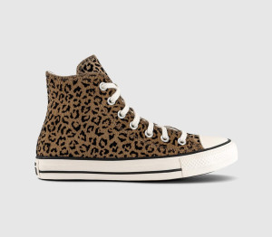 Converse Womens All Star Hi Trainers Leopard Egret In Multi, 9