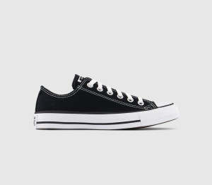 Converse Mens All Star Low Black Canvas Trainers Black/White, 7.5