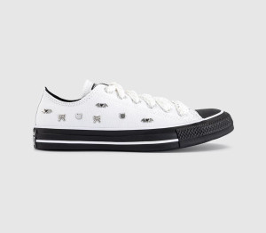 Converse Womens All Star Low Trainers Black White Studs, 8.5