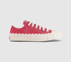 Converse Womens All Star Low Trainers Cherry Balm Egret Scalloped Edge Red, 3