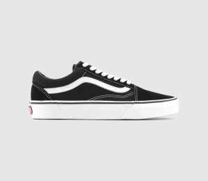 Vans Old Skool Kids Black And White Canvas Trainers, Size: 5.5
