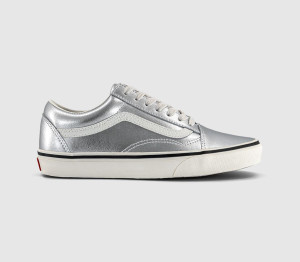 Vans Womens Old Skool Trainers Metallic Silver Multi, 7