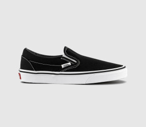Kids Womens Vans Classic Slip On Black White Trainers, 4.5