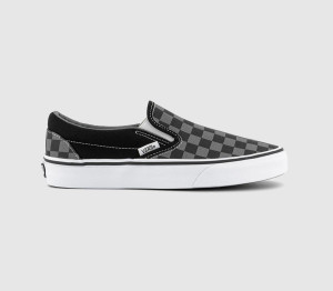 Vans Kids Classic Slip On Trainers In Black And Grey, 4