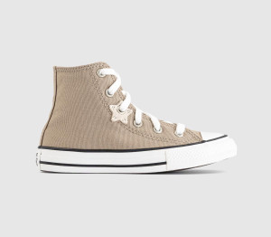 Converse Kids All Star Hi Mid Sizes Trainers Vintage Cargo White Black, 11 Youth