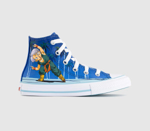 Converse Kids x Dragon Ball Z All Star Hi Mid Sizes Trainers Dragonball Z Leisure Time White Lapis Blue, 1 Youth