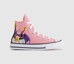 Converse Kids x Dragon Ball Z All Star Hi Mid Sizes Trainers Dragonball Z Quartz Pink Black Cyber Yellow, 1 Youth