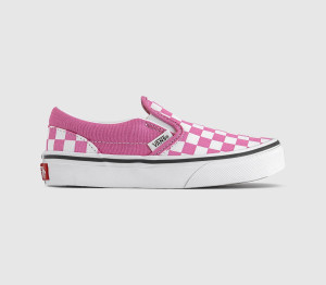 Vans Classic Slip On Kids Trainers Pink Fizz Checkerboard, 10 Youth