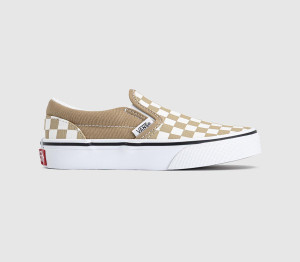 Vans Classic Slip On Kids Trainers Colour Theory Checkerboard Incense Multi, 1 youth