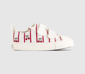 Converse Kids All Star 2vlace Trainers Vintage White Egret Cherries, 5infant