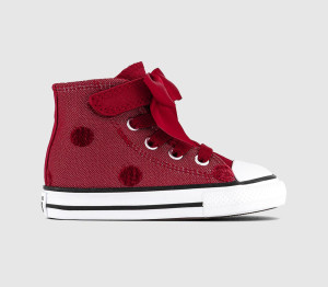 Converse Kids All Star 2vlace Infant Trainers Red Bow White, 4infant