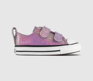 Converse Kids All Star 2vlace Trainers Lilac Glitter Purple, 5infant