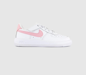 Nike Air Force 1 Kids Trainers White Medium Soft Pink, 2