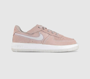Nike Kids Air Force 1 Youth Trainers Sail Pink Red, 2