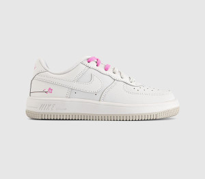 Nike Air Force 1 Kids Trainers Light Bonelight Boneplayful Pink Natural, 11 youth