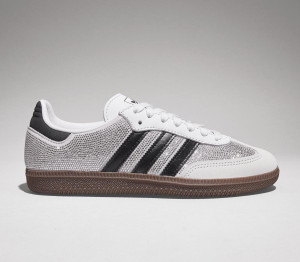 adidas Womens Samba OG Trainers Crystal White Black Silver Metallic, 8.5
