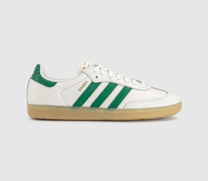 Adidas Womens Samba OG Trainers Offwhite Green Gold Metallic, 3