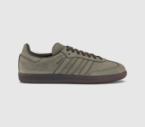 adidas Womens Samba OG Trainers Clay Shadow Olive Gum In Grey, 7.5