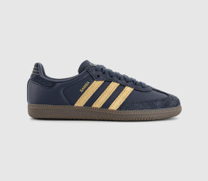 Adidas Womens Samba OG Trainers Shadow Navy Golden Beige Blue, 3
