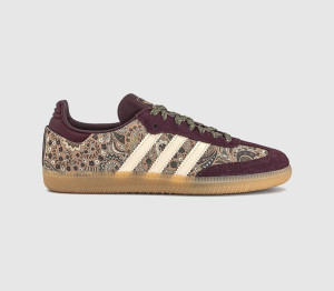 Adidas Womens x Liberty London Samba OG Trainers Maroon Warm Vanilla Olive Strata Brown, 4.5