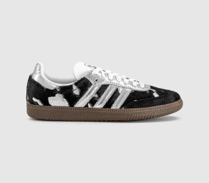 adidas Womens Samba OG Trainers Black Silver Metallic White, 3