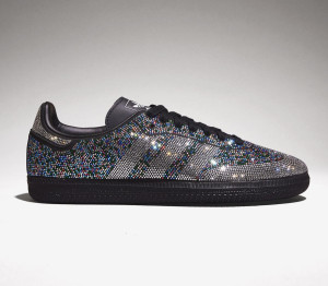 adidas Womens Samba OG Trainers Black Silver Rhinestone, 10.5