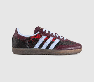 adidas Womens Samba OG Trainers Snake Maroon Blue Dawn Gold Metallic In Multi, 5.5