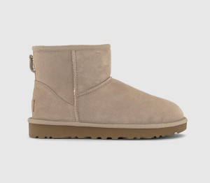 UGG Womens Ladies Taupe Sheepskin And Suede Classic Mini II Boots, Size: 6