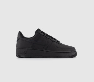 Nike Girls Black Leather Air Force 1 07 Trainers, Size: 3.5