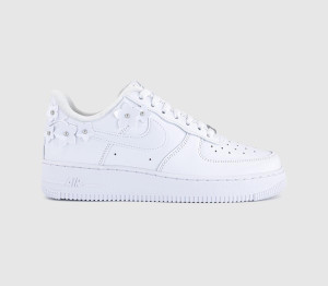 Nike Womens Air Force 1 07 Trainers White Wolf Grey Metallic Silver, 7.5