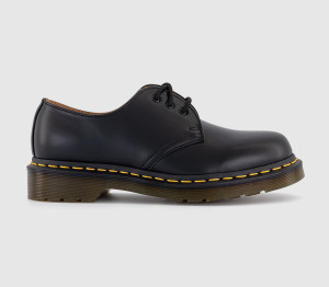 Dr. Martens Womens Black Leather Plain Classic 3-eyelet Shoes, 6