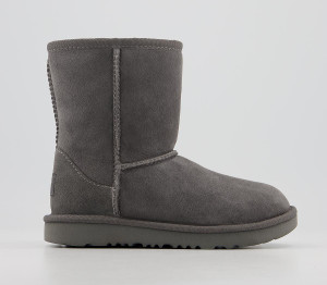 UGG Kids Classic Ii Grey Sheepskin Ankle Boots, 12 Youth