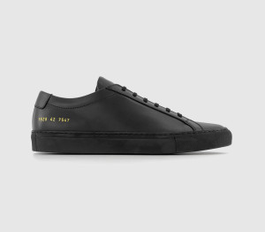 Common Projects Mens Achilles Low Trainers Black Leather, 7