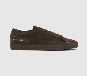 Common Projects Mens Achilles Low Sneakers Moka Nubuck In Brown, 10