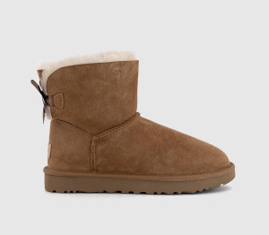 UGG Womens Mini Bailey Bow Suede In Brown, 8