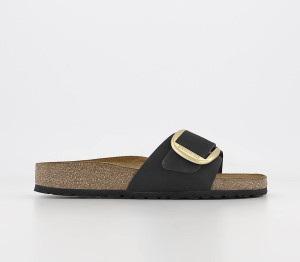 Birkenstock Womens Madrid Big Buckle Sandals Black Nubuck, 7