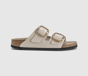 Birkenstock Womens Arizona Big Buckle Sandals High Shine Oyster Natural, 7