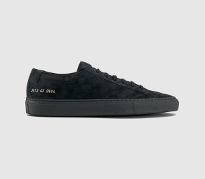 Common Projects Mens Achilles Premium Trainers Off Black Suede, 6