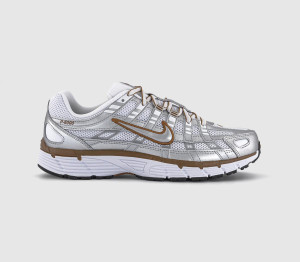 Nike Womens P-6000 Trainers White Metallic Silver Light British Tan, 3