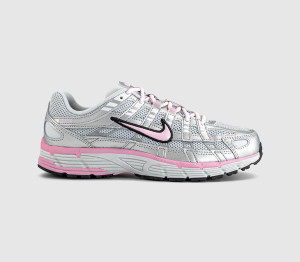 Nike Womens P-6000 Trainers Pure Platinum Pink Rise Metallic Silver In White, 8