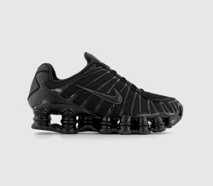 Nike Kids Shox Tl Trainers Black Hematite Max Orange Rubber, Size: 3