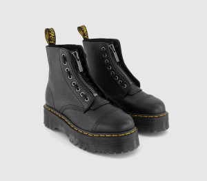 Dr. Martens Kids Black Leather Sinclair Zip Boots, 3