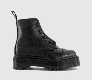 Dr. Martens Womens Sinclair Zip Boots Black Vibrance Croco, 5