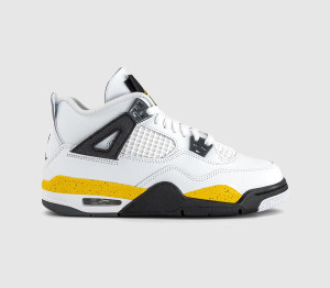 Jordan Womens Air 4 Gs Trainers White Yellow Black, 4.5