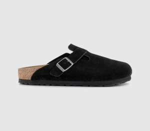 Birkenstock Girls Boston Clogs Black Suede, 3