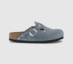 Birkenstock Womens Boston Clogs Stone Blue Rivet, 7