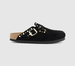 Birkenstock Womens Boston Clogs Black Rivet, 8
